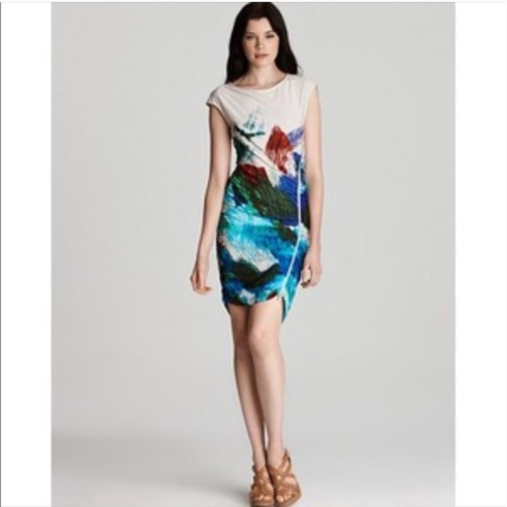 New BCBG Dell Dress Asymmetric Zipper Stretch